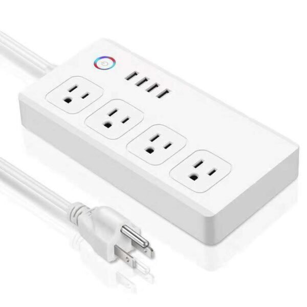 Smart WiFi Power Strip – 4 AC Outlets + 4 USB Ports | Alexa & Google Compatible | Remote & Voice Control | US Plug