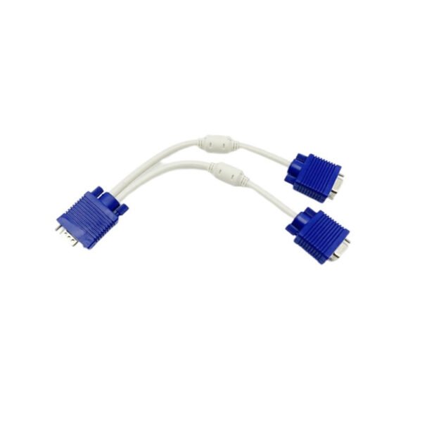 VGA Splitter Cable 1-in-2-Out – 15-Pin VGA Male to Dual Female | 3+6 Core | Synchronized Display | 0.3m
