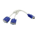 VGA Splitter Cable 1-in-2-Out – 15-Pin VGA Male to Dual Female | 3+6 Core | Synchronized Display | 0.3m