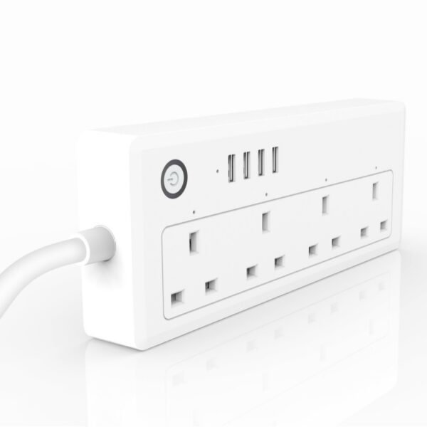 Smart WiFi Power Strip – 4 AC Outlets + 4 USB Ports | Alexa & Google Compatible | Remote & Voice Control | US Plug