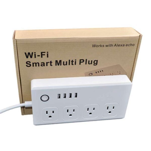 Smart WiFi Power Strip – 4 AC Outlets + 4 USB Ports | Alexa & Google Compatible | Remote & Voice Control | US Plug