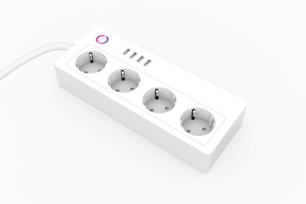 Smart WiFi Power Strip – 4 AC Outlets + 4 USB Ports | Alexa & Google Compatible | Remote & Voice Control | US Plug